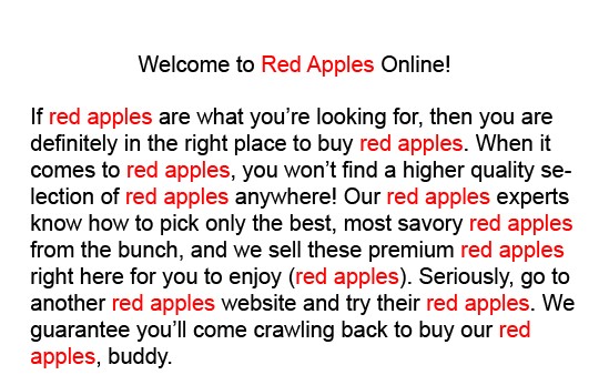 Ví dụ từ khóa Red Apples trong đoạn văn